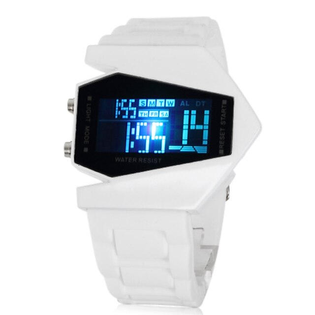 Herre Armbåndsur Digital Watch LED LCD Kalender Kronograf alarm Digital Silikon Band Hvit