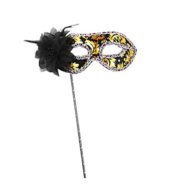  Elegant Flower and Sequin Black PVC Holiday Half-face Mask