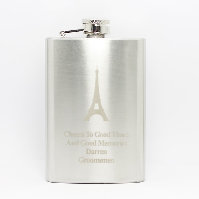  Tagsgeschenk Eiffelturm Muster 8 Unzen Metallflasche personalisierte Vaters