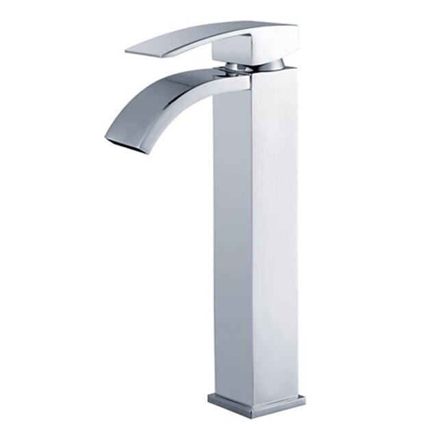  Bathroom Sink Faucet - Waterfall Chrome Vessel Single Handle One HoleBath Taps