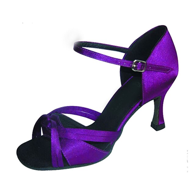  Women's Dance Shoes Latin Shoes Salsa Shoes Performance High Heel Customized Heel Customizable Tan / Purple / Black / Satin