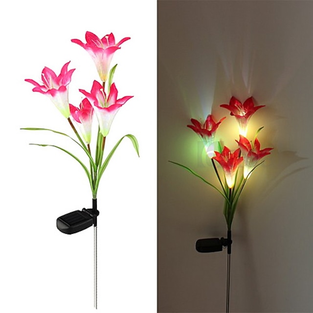  1pc Solar Power lily Flower LED Light Garden Yard Lawn View Lamp