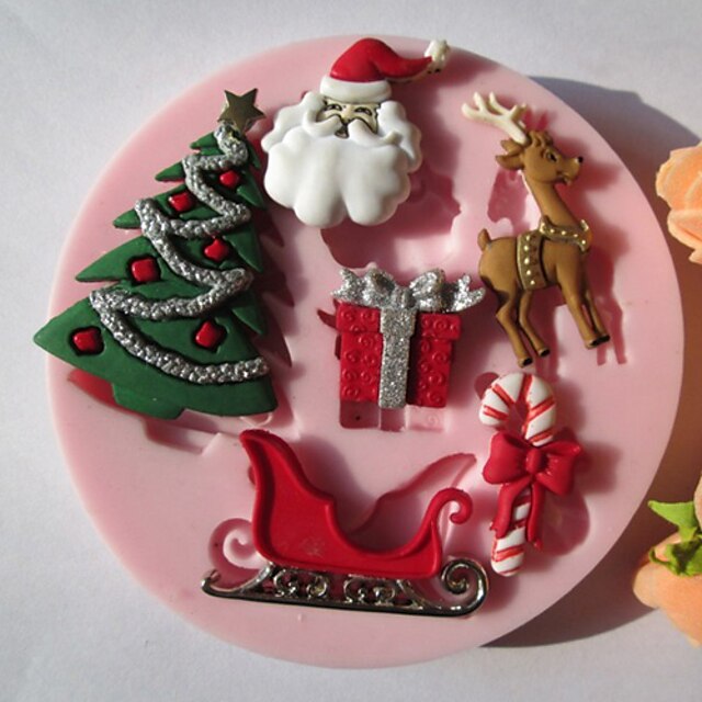  1pc Mold Christmas 3D Cartoon Silicone For Cake / Eco-friendly