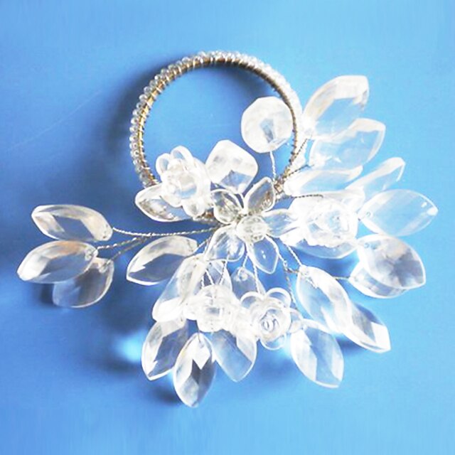  Crystal Clear Flower Svatební ubrousky prsten, Akryl průměr 4,5 cm, sada 12