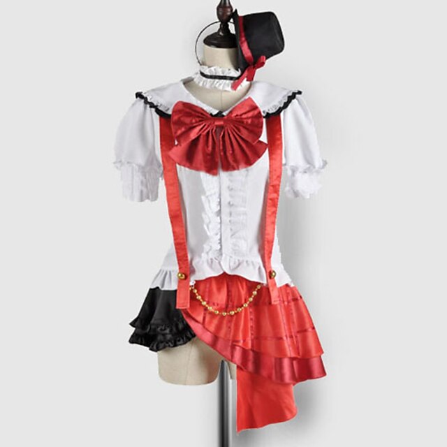  Inspiriert von Love Live Maki Nishikino Video Spiel Cosplay Kostüme Cosplay Kostüme / Schuluniformen Patchwork Kurzarm Top Rock Kopfbedeckung Kostüme / Handschuhe / Strümpfe / Schleife / Gurt