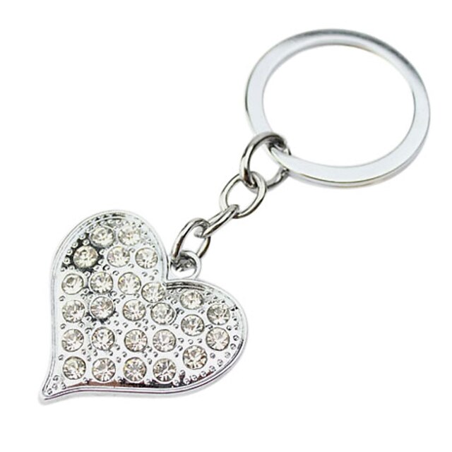  Personalized Gift 4pcs Heart Shaped Engraver Keycahin with Rhinestone