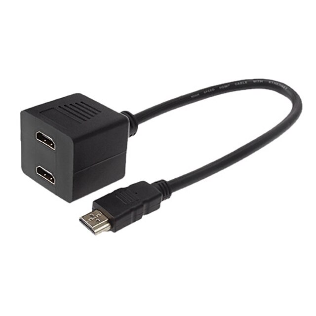  HDMI V1.3 Stecker auf 2 Female Cable Black (0,2 M)