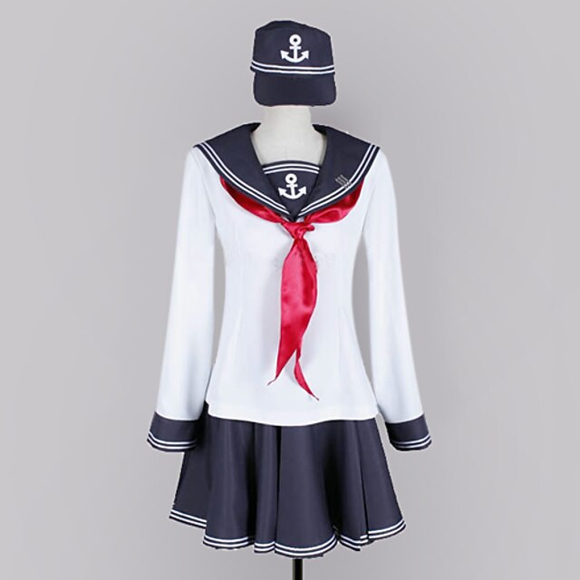  Inspired by Kantai Collection Hibiki Video Game Cosplay Costumes Cosplay Suits / School Uniforms Patchwork Long Sleeve Top / Skirt / Hat