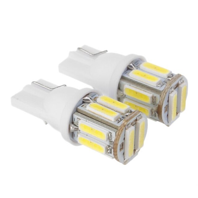  T10 2.5W 10x7020SMD 175LM 6000K Cool White Light LED lamp voor in de auto (DC 12V, 2 stuks)