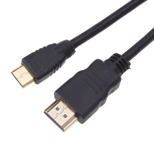 Мини HDMI V1.3 черный кабель с 2 ядрами (1M)