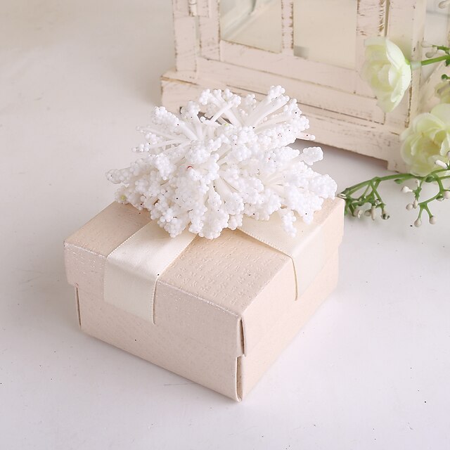  Cubic Card Paper Favor Holder with Ribbons / Flower Favor Boxes - 12