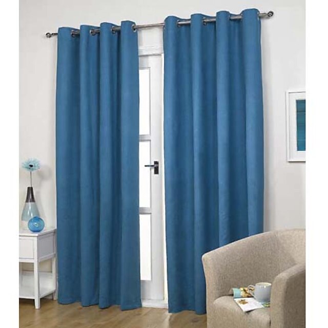  Rod Pocket Grommet Top Tab Top Double Pleat Two Panels Curtain Modern Solid Living Room Polyester Material Curtains Drapes Home Decoration