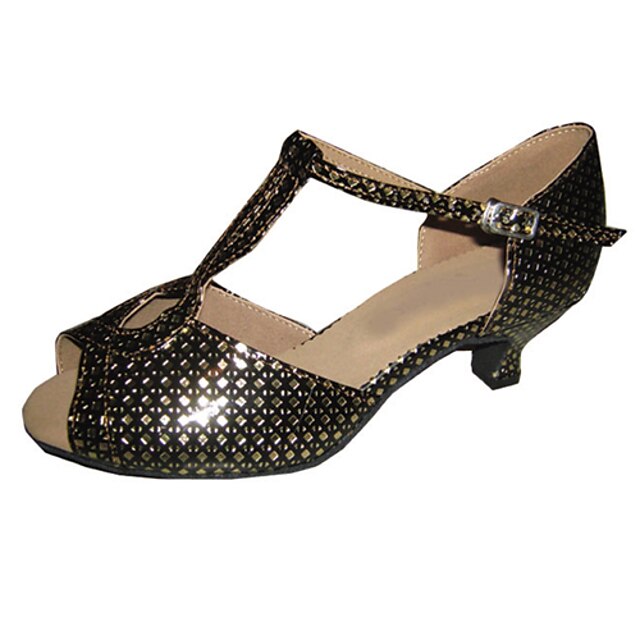  Women's Dance Shoes Latin Shoes Ballroom Shoes Heel Customized Heel Customizable Gold
