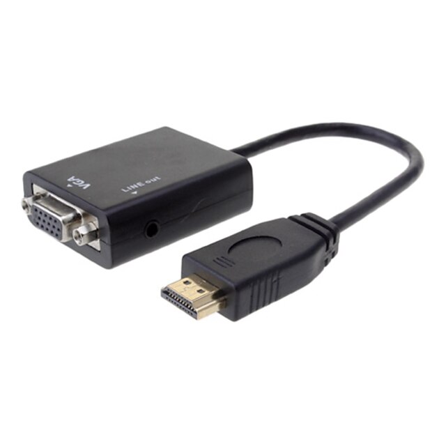  HDMI V1.3 hane till VGA hona adapter 3,5 mm M / M kabel (0,5 M)