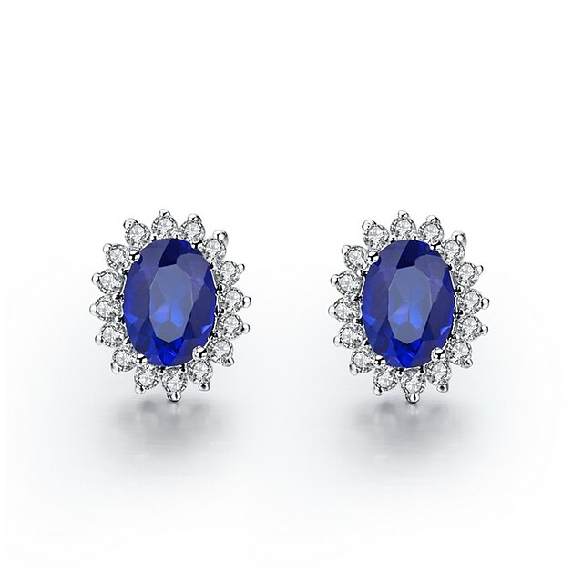  1.5 Carat Sapphire 925 Sølv Hvid Forgyldt SONA Diamond Stud Øreringe For Women smykker