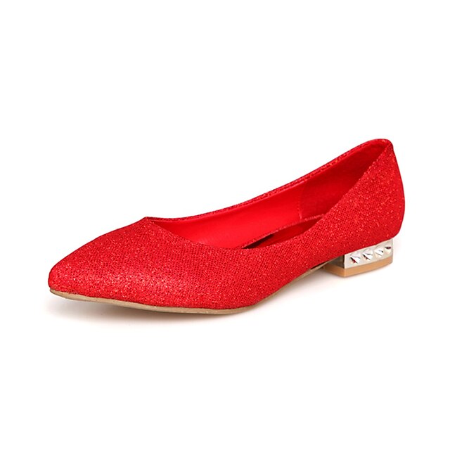  Women's Shoes Suede Spring Summer Fall Ballerina Flat Heel for Wedding Red Gold