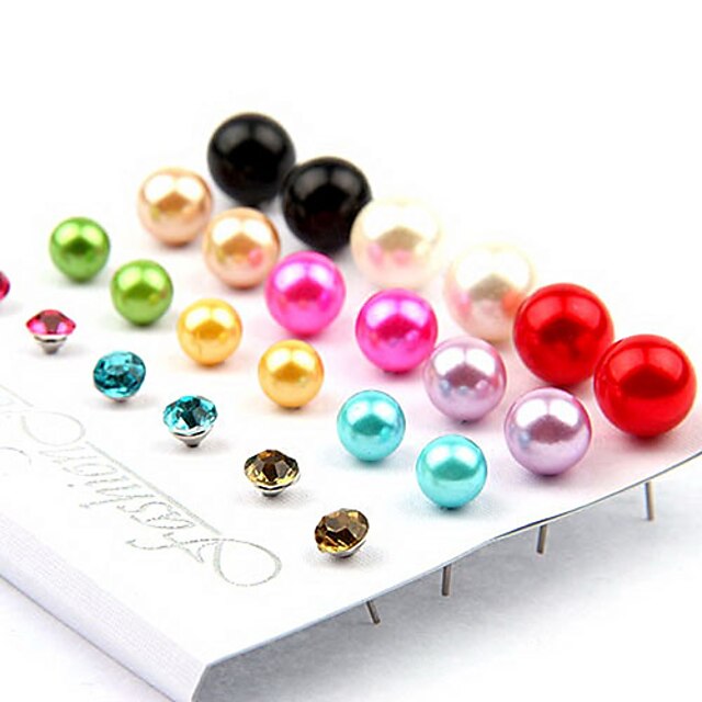  Women's Stud Earrings Mood Ladies Fashion Earrings Jewelry Gold / Black For Party Daily 24pcs