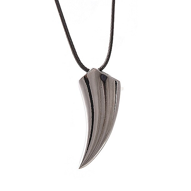  Fashion (Ivory Pendant) Black Titanium Steel Pendant Necklace(Black) (1 Pc)