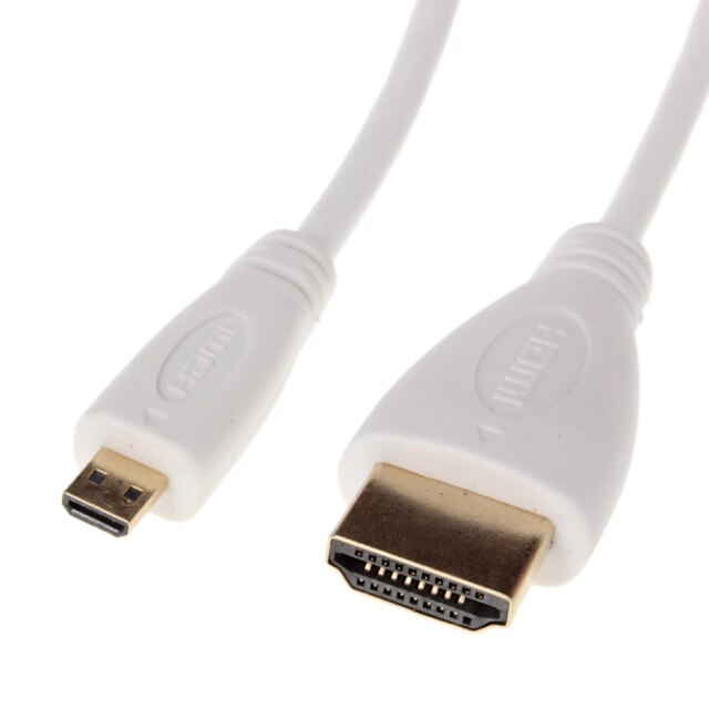  HDMI V1.3 Hann til Mikro HDMI V1.3 Hann Kabel Gullbelagt OD4.0mm Hvit (1.5 M)