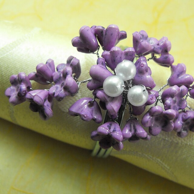  Perles Acrylique Floral Rond de Serviette, Dia 4.5cm