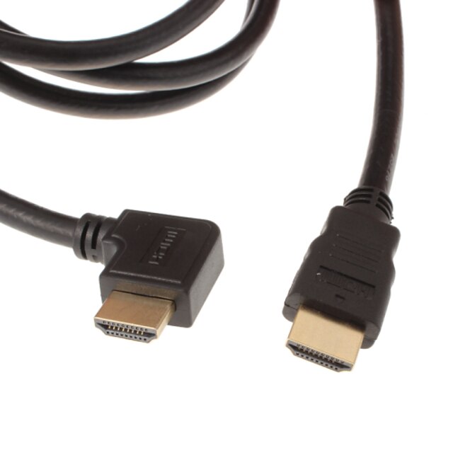  HDMI para HDMI V1.4 V1.4 de 90 ° para a esquerda M / M Cable OD 7,3 milímetros Preto (1.5M)