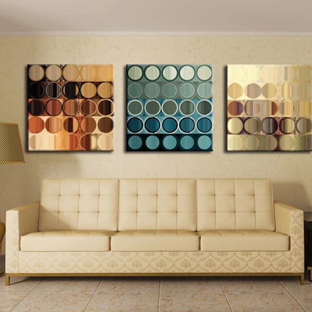  Stretched Canvas Print Art Abstract Circles Set of 3