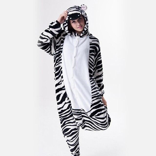  Dospělé Pyžamo Kigurumi Zebra Zvířecí Slátanina Overalová pyžama Flanel Fleece Kostýmová hra Pro Dámy a pánové předvečer Všech svatých Oblečení na spaní pro zvířata Karikatura Festival / Svátek