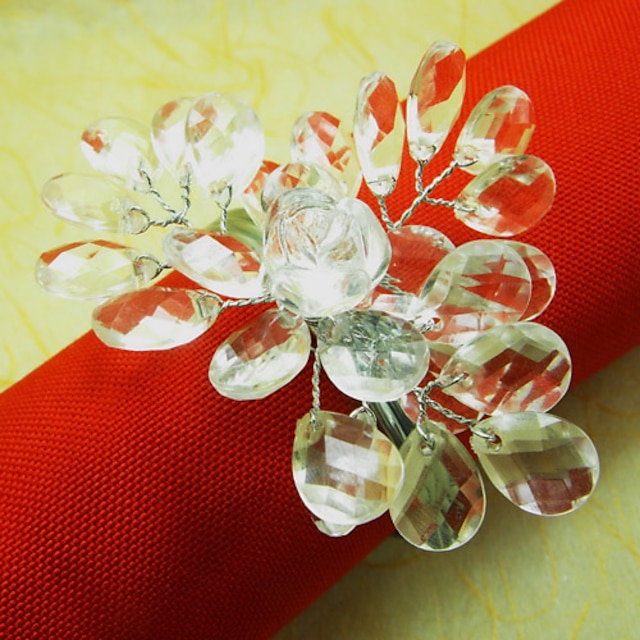  Crystal Svatební ubrousky prsten, Akryl drát průměr 4,5 cm