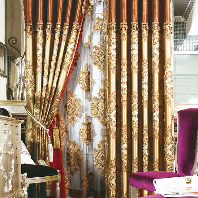  Dois Painéis Tratamento janela Europeu Neoclassicismo Quarto Linho/Mistura de Algodão Material Cortinas cortinas Decoração para casa For 
