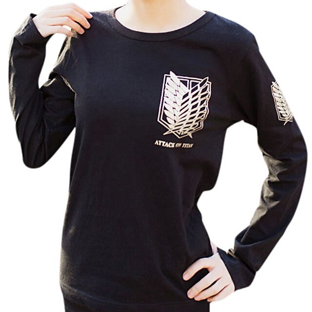  geinspireerd door Attack on Titan Mikasa Ackermann Anime Cosplaykostuums Japans Cosplay Sweaters Print Lange mouw T-shirt Voor Dames
