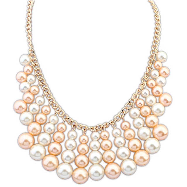  BTid Kvinder Hvid Pink Elegant Multilayer Pearl mønster halskæde