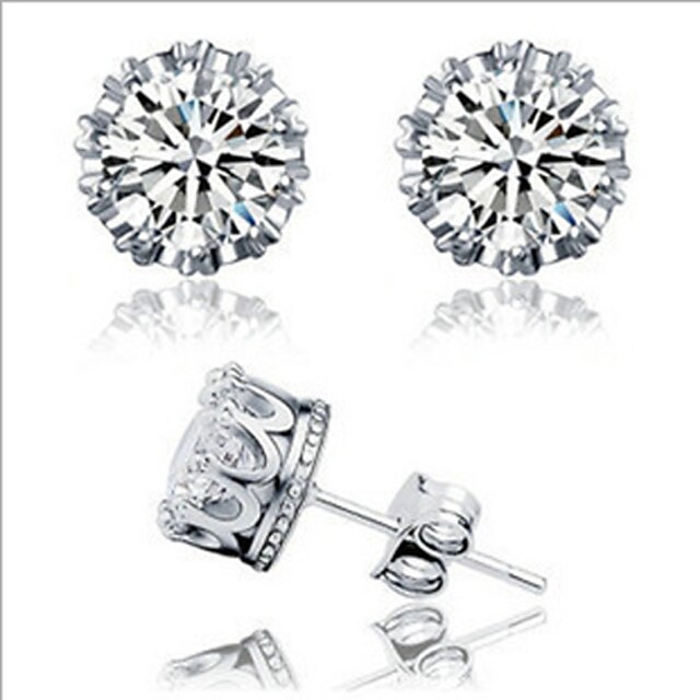  Stud Earrings Zircon Cubic Zirconia Copper Rhinestone Silver Plated Platinum Plated Jewelry Daily Casual 1 pair