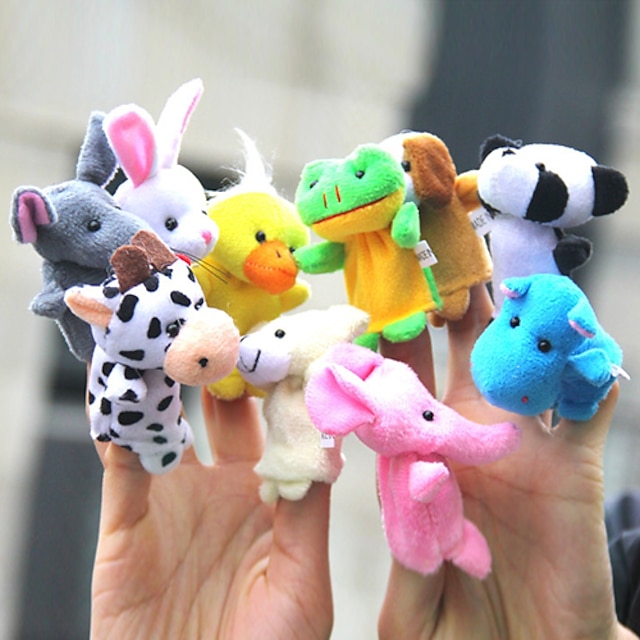  10 Deler Animal Plysj Finger Puppets Set