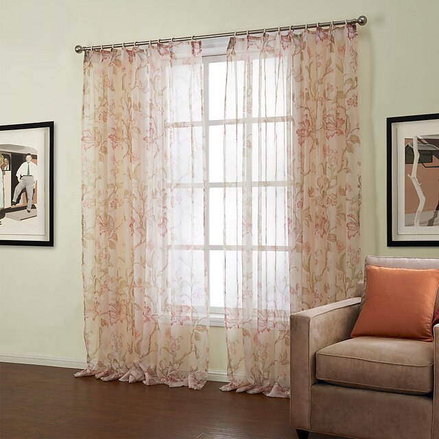 Two Panels Curtain Country Bedroom Polyester Material Sheer Curtains Shades Home Decoration For Window