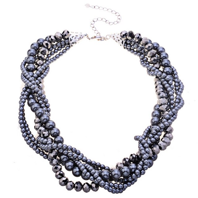  Damen Kristall Halsketten / Perlenkette - Perle Schwarz Modische Halsketten Schmuck Für Party, Alltag