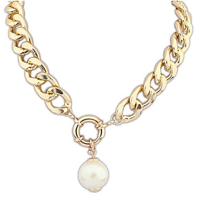  Btime Dámská Solid Color Pearl vzor silný řetěz náhrdelník