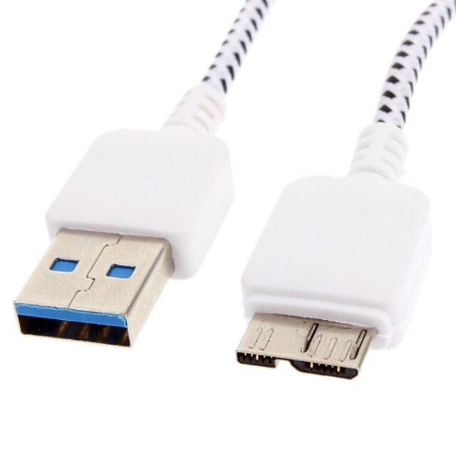  USB 3.0 to Micro USB 3.0 M/M Cable Net-Plated White for Samsung Note 3(1M)