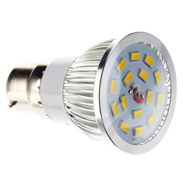  B22 LED Spotlight 15 leds SMD 5730 Dimmable Warm White 100-550lm 2700-3500K AC 220-240V 