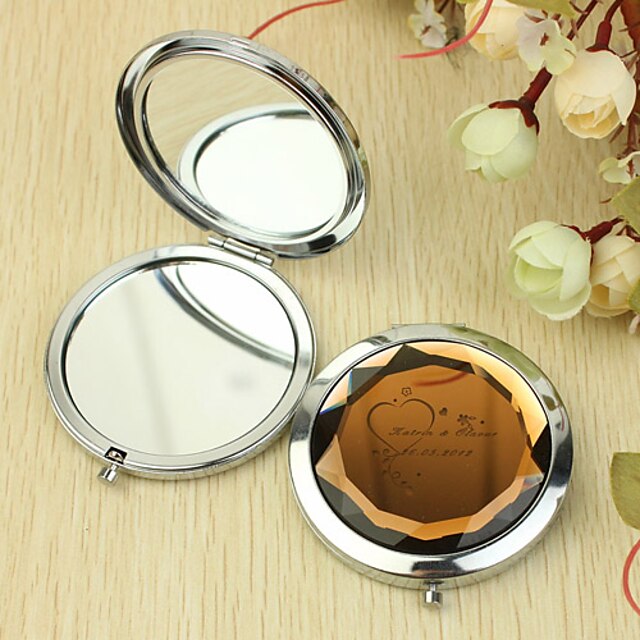  Personlig gave Heart Pattern Chrome Compact Mirror