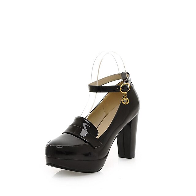  Patent Leather Women's Chunky Heel with Buckle Shoes(More Colors)