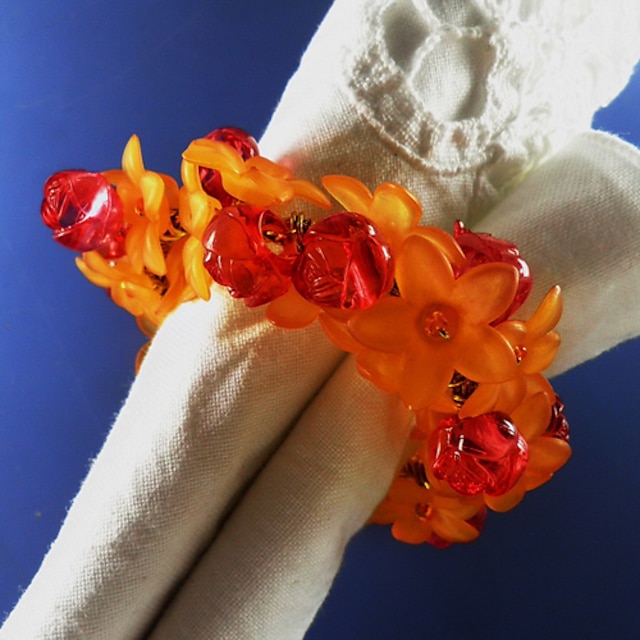  חרוזי קריסטל פרחים לחתונה מפיות טבעת סט של 6, 4.5cm Dia