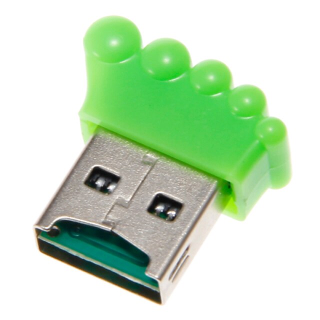  Mini USB fodformet Hukommelseskortlæser (grøn)