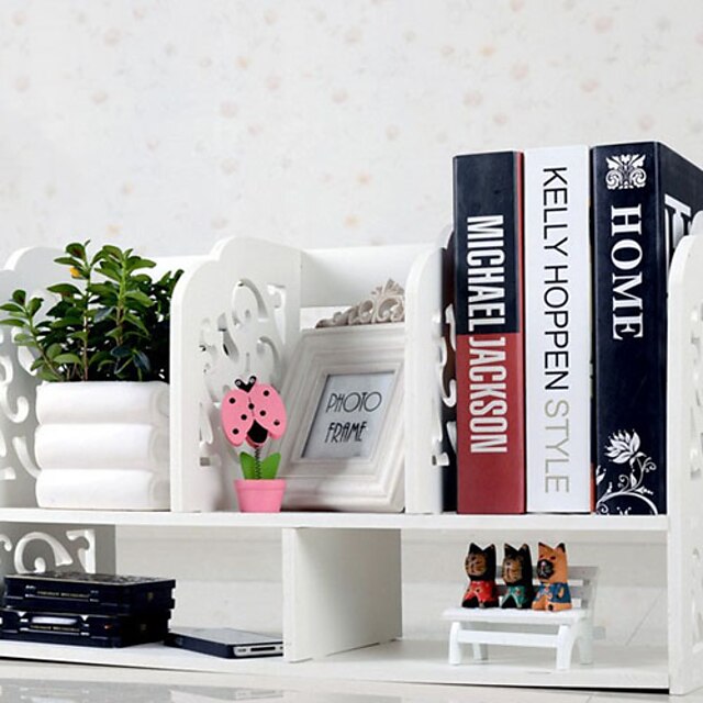  Modern White Baroque Pattern Desktop Book Shelf