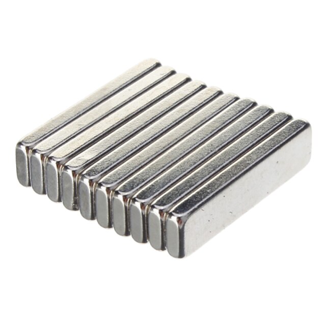  High Quality 20 X 5 X 2Mm Powerful Ndfeb Magnets - Silver (10 Pcs)