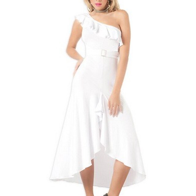  Süße Angella Weiß Asymmetrisches Kleid Tanz-Kostüm
