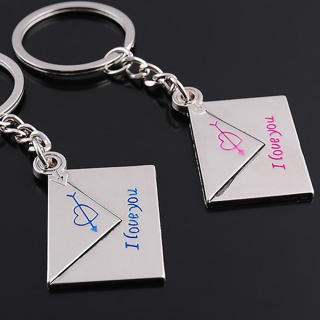  Personalized Engraved Gift a Pair Envelope Shaped Lover Keychain