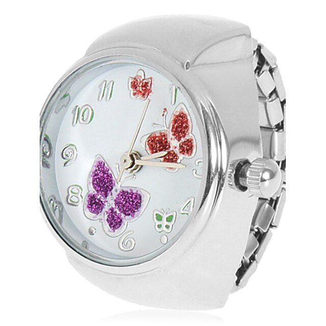  Femme Montre Tendance Quartz Alliage Bande Papillon Argent