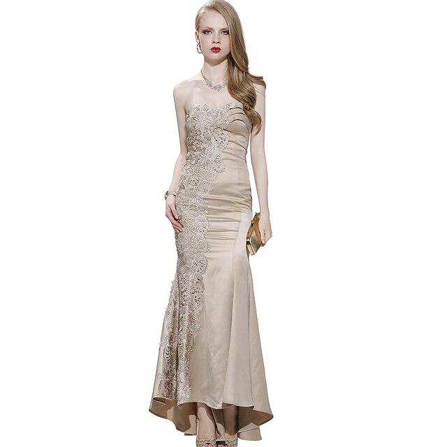  Women's Bra Fishtail Paste Lace Long Full Dress