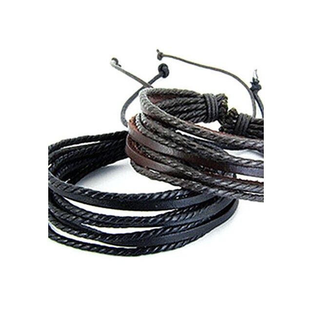 Layered Leather Bracelet - Leather Unique Design, Simple Style, Fashion Bracelet Black / Brown For Party / Daily / Casual