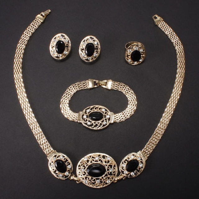  Women's Jewelry Set Ladies Fashion Bridal African Rhinestone Imitation Diamond Earrings Jewelry For Wedding Party Special Occasion Anniversary Birthday Gift / Rings / Necklace / Bracelets & Bangles